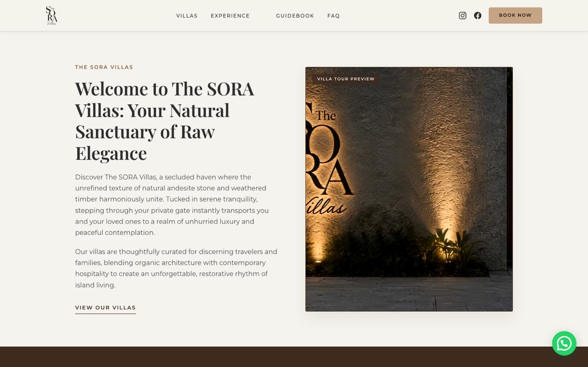 The Sora Villas desktop preview